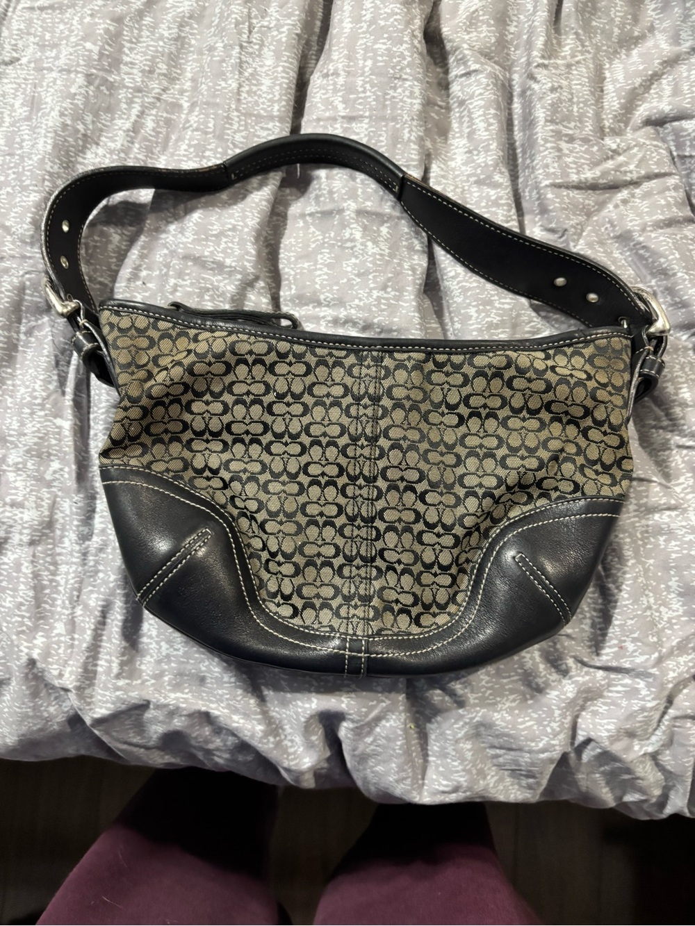 Coach Designer-Inspired Black Signature Canvas Shoulder Bag